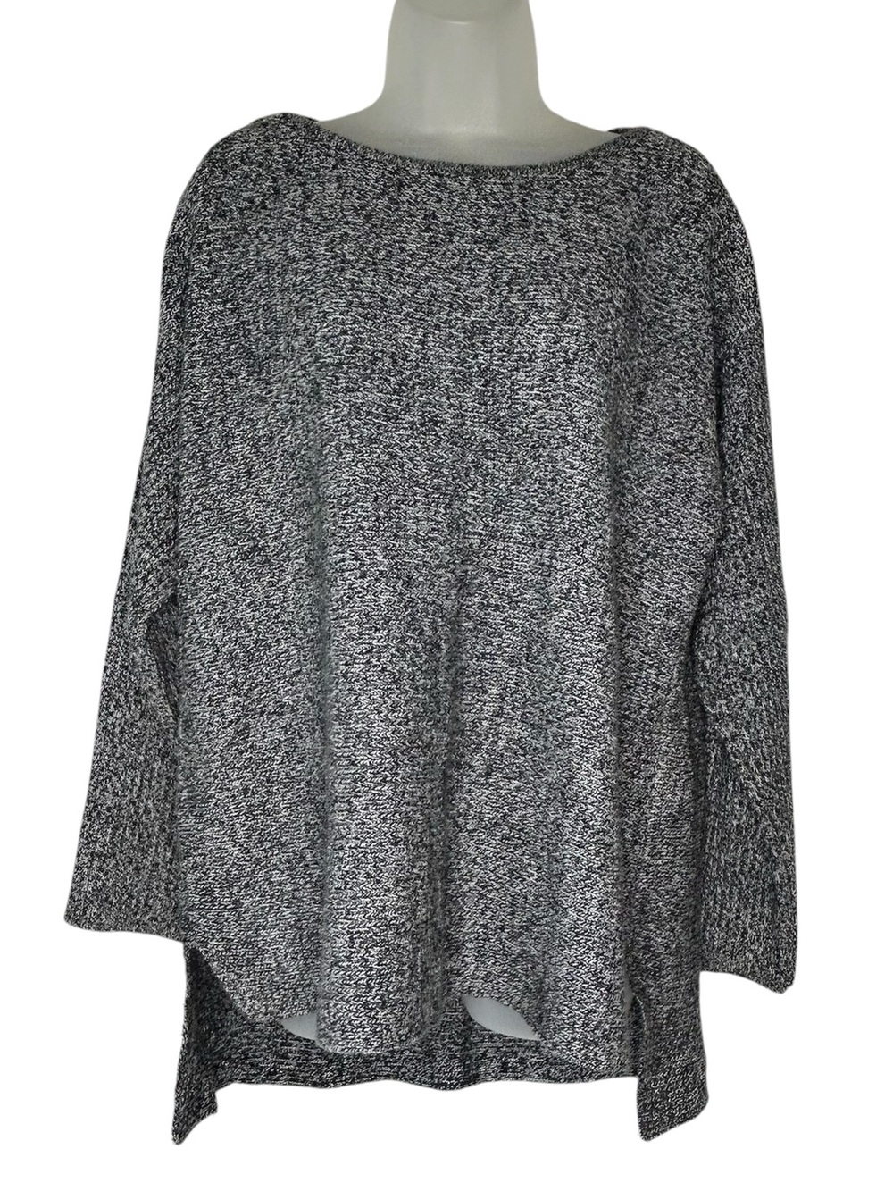 JONES NEW YORK Sport Woman Large L Black White Marled Knit Sweater.